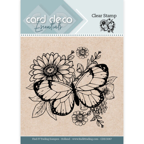 Card Deco Essentials Clear Stamps - Butterfly Flower