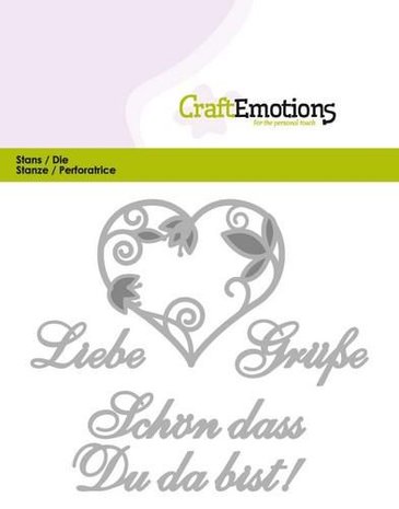 CraftEmotions Die Tekst - Liebe Gr&uuml;sse (DE) Card 11x9cm