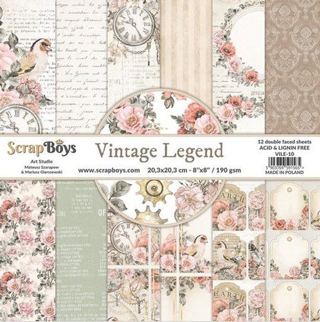 ScrapBoys Vintage Legend paperpad 12 vl+cut out elements-DZ VILE-10 190gr 20,3x20,3cm
