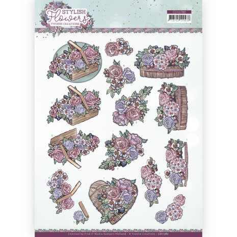 3D Cutting Sheet - Yvonne Creations - Stylisch Flowers - Flowers and Rattan