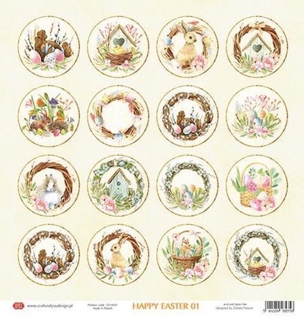 Craft&amp;You Happy Easter sheet elements to cut out 12x12 CP-HE01