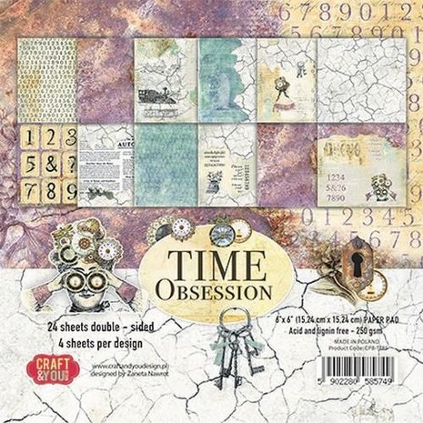 Craft&amp;You Time Obsession Small Paper Pad 6x6 36 vel CPB-TO15