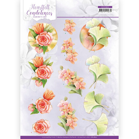 3D Cutting Sheet -Jeanine&#039;s Art - Heartfelt Condolences - Salmon Flowers