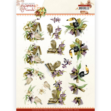 3D Cutting Sheet - Precious Marieke - Flowers and Friends - Purple Flowers