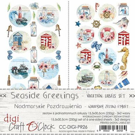 Craft OClock Digi Label Vacation Set Seaside Greetings