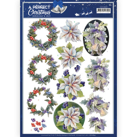 3D Cutting Sheet - Jeanine&#039;s Art - A Perfect Christmas - Purple Christmas Flowers