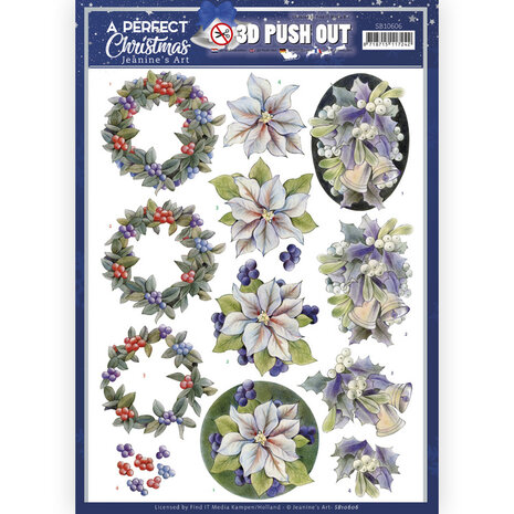 3D Push Out - Jeanine&#039;s Art - A Perfect Christmas - Purple Christmas Flowers