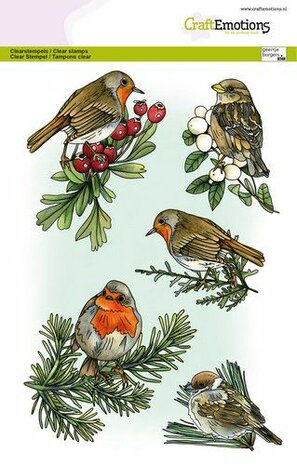 CraftEmotions clearstamps A5 - Vogels in de winter GB