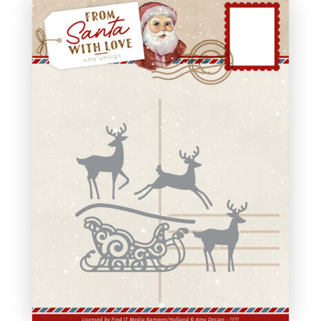 Dies - Amy Design &ndash; From Santa with love - Reindeer with Sleigh