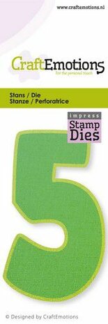 CraftEmotion Impress stamp Die - party cijfer 5 Card 5x10cm - 8 cm