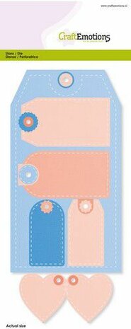 CraftEmotions Big Nesting Die - Labels + label XL Card 11x22,5cm - 10x18,2cm