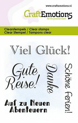 CraftEmotions clearstamps 6x7cm - Text Gute Reise DE