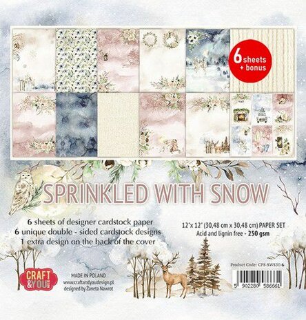 Craft&amp;You Sprinkled with Snow Paper Set (6) 12x12 12 vel CPS-SWS-6