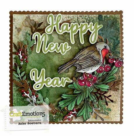 CraftEmotion Impress stamp Die - Happy New Year (Eng) Card 5x10cm
