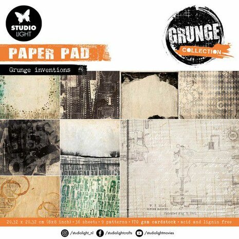 Studio Light Paper Pads Grunge Collection nr.110 SL-GR-PP110 203,2x203,2mm