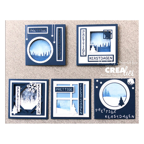 Crealies Cardzz Frame &amp; Inlay Anna 4x vierkant CLCZ512 8,3x8,3 - 7,8x7,8cm + inlay dies