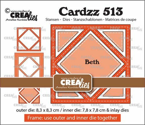 Crealies Cardzz Frame &amp; Inlay Beth diamant CLCZ513 8,3x8,3 - 7,8x7,8cm + inlay dies