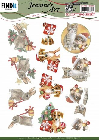 3D Cutting Sheet - Jeanine&#039;s Art - Cute Christmas Pets
