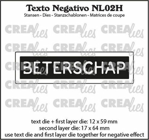 Crealies Texto Negativo Die BETERSCHAP - NL (H) NL02H max. 17x64mm