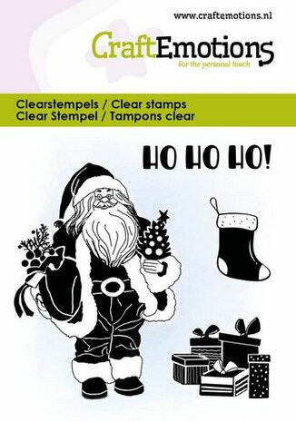 CraftEmotions clearstamps 6x7cm - Kerstman met cadeau&lsquo;s