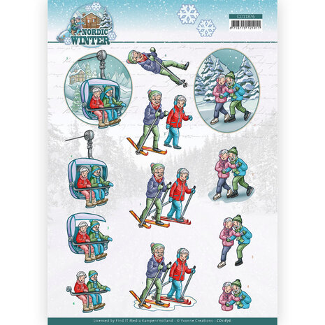 3D Cutting Sheet - Yvonne Creations - Funky Nanna &ndash; Nordic Winter - Wintersports