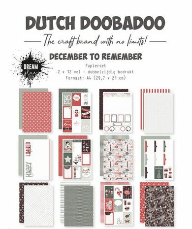 Dutch Doobadoo Papier December to remember 2x12 vel A4 473.005.052