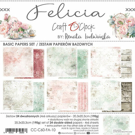 Craft O Clock Set of Basic Papers 20x20 cm Felicia