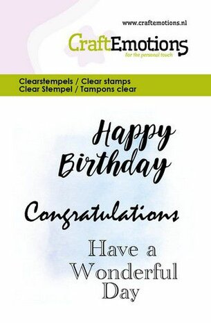 CraftEmotions clearstamps 6x7cm - Text Happy Birthday EN