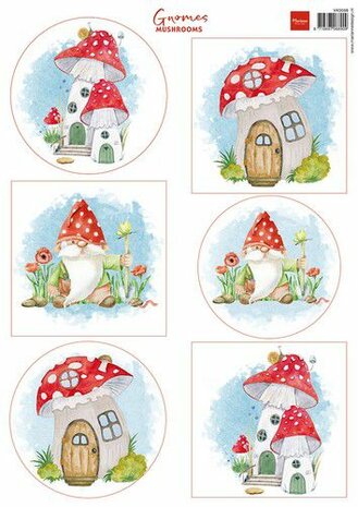 Marianne Design Decoupage Gnomes paddenstoelen VK9598 A4