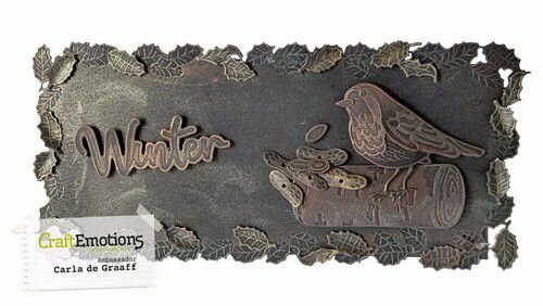 CraftEmotion Impress stamp Die - Tekst Winter met sneeuw Card 5x10cm