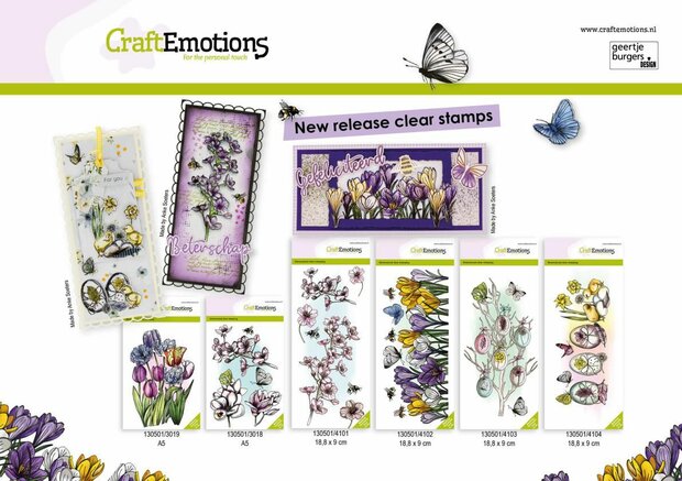 CraftEmotions clearstamps A5 - Bloesem - Tulpen GB Dimensional stamp