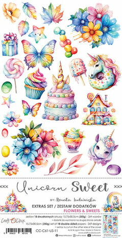 Craft O Clock Extras Set Unicorn Sweet 15x30 cm Flowers &amp; Sweets