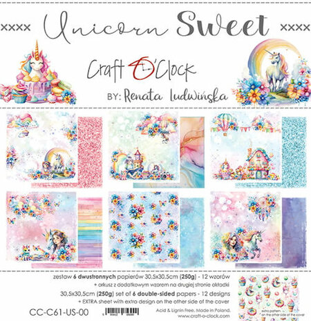 Craft OClock Paper Pack 30x30 cm Unicorn Sweet