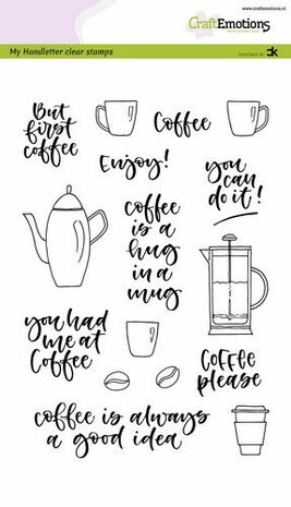 CraftEmotions clearstamps A5 - handletter - Coffee please (Eng) Carla Kamphuis