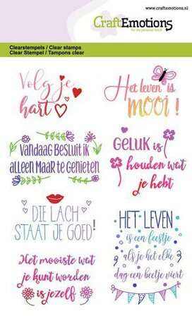 CraftEmotions clearstamps A6 - Quotes - volg je hart, ... (NL)