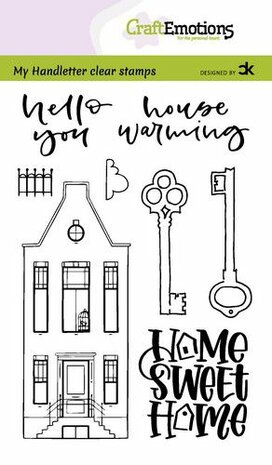 CraftEmotions clearstamps A6 - handletter - Nieuwe Woning 3 (Eng) Carla Kamphuis 
