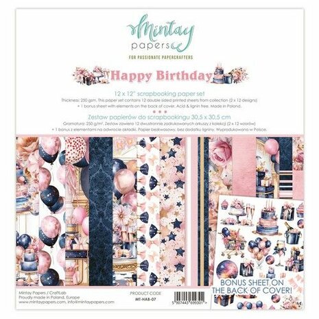 Mintay 30,5x30,5 cm Paper Set - Happy Birthday MT-HAB-07