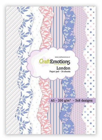 CraftEmotions Paper pad London - pastel 24 vl A5 14,8x21CM