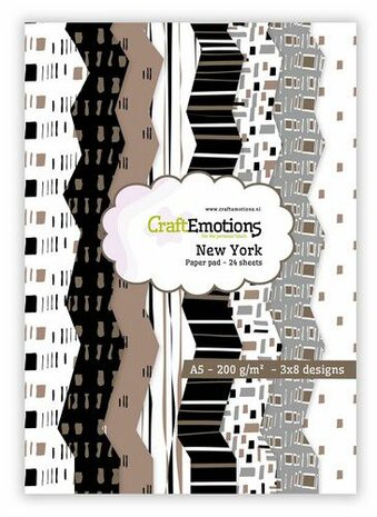 CraftEmotions Paper pad New York - bruin 24 vl A5 14,8x21CM