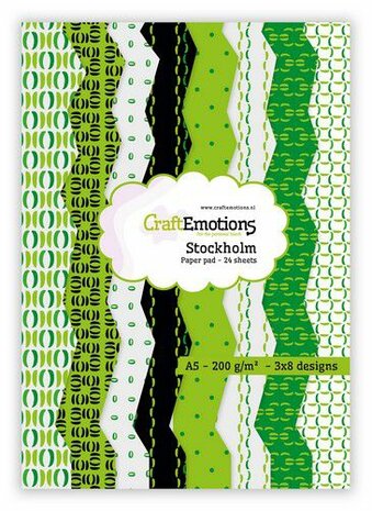 CraftEmotions Paper pad Stockholm - groen 24 vl A5 14,8x21CM