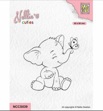 Nellie Choice Nellie&lsquo;s Cuties Clear Stamp Olifant NCCS039