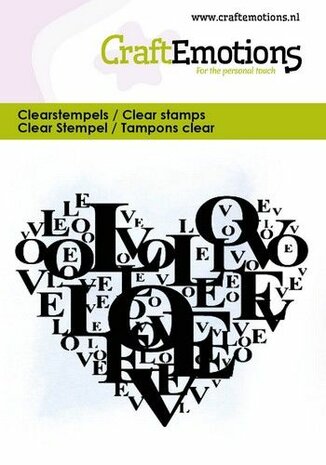 CraftEmotions clearstamps 6x7cm - Hart vol tekst love