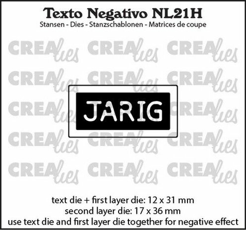 Crealies Texto Negativo JARIG (H) - (NL) NL21H 36x17mm
