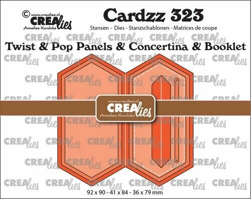 Crealies Cardzz Twist &amp; Pop B2 - boekje verlengde zeshoek CLCZ323 92x90 - 36x79mm