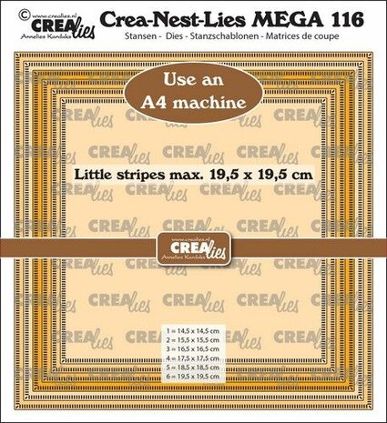 Crealies Crea-Nest-Lies Mega Rechthoeken - streepjes halve cm CLNestMega118 19,5x23,5cm