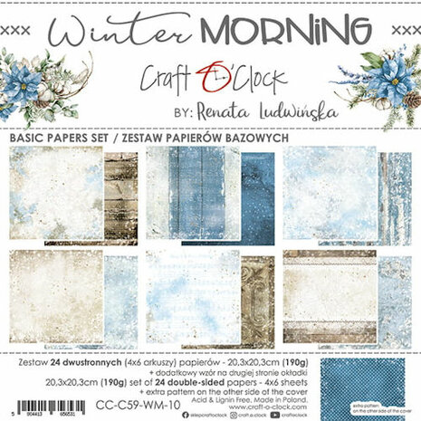 Craft O Clock Set of Basic Papers 20x20 cm Winter Morning&nbsp;CC-C59-WM-10