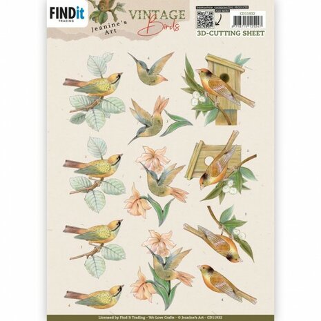 3D Cutting Sheets - Jeanine&#039;s Art - Vintage Birds - Wooden Birdhouse