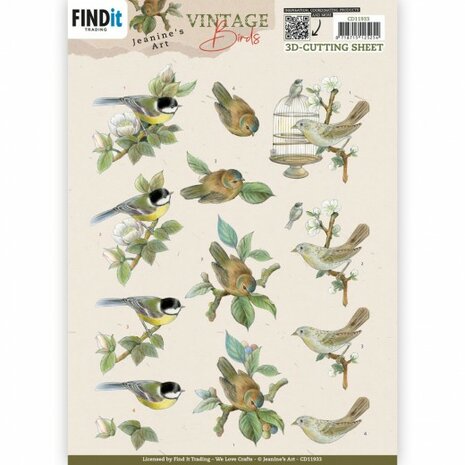 3D Cutting Sheets - Jeanine&#039;s Art - Vintage Birds - Birdcage