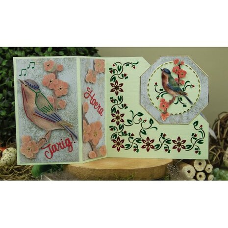 3D Push Out - Jeanine&#039;s Art - Vintage Birds - Stone Bird House