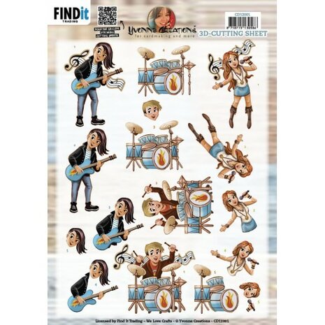 3D Cutting Sheet - Yvonne Creations - Rock Music